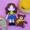 Boneca Cecile e Urso Teddy Amigurumi